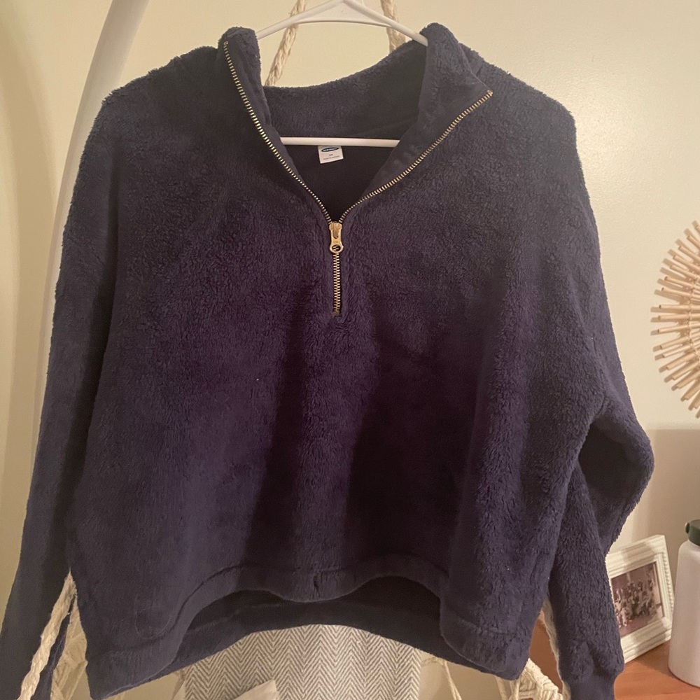 Navy Blue cropped zip up